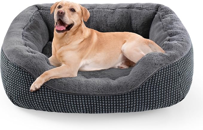 INVENHO Large Dog Beds for Large Dogs Washable, Rectangle Dog Beds Large Sized Dog, Orthopedic Dog Bed, Warming Soft Sleeping Puppy Bed Durable Pet Bed with Anti-Slip Bottom L(35"x25"x10")