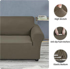Joccun Stretch Loveseat Couch Cover Slipcover, 1-Piece Sofa Cover for 2 Cushion Couch Spandex Jacquard Washable Furniture Protector Cover for Living Room,Kids,Pets（Loveseat,Fossil）