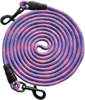 BTINESFUL 8ft 12ft 20ft 30ft 50ft 75ft Dog Tie Out Rope Leash, Long Tether Outdoor Yard Leash- Large Medium Dogs Training, Playing, Camping, Backyard Dog Lead (Pink Blue, 50 Foot)