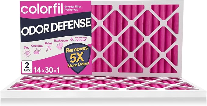 14x30x1 Air Filter (2-Pack) | Made in the USA | Color Changing | Remove Cat and Dog Odor | MERV 8 for Pet Hair Dander and Dust | 13.75"x29.75"x0.75" Exact Size