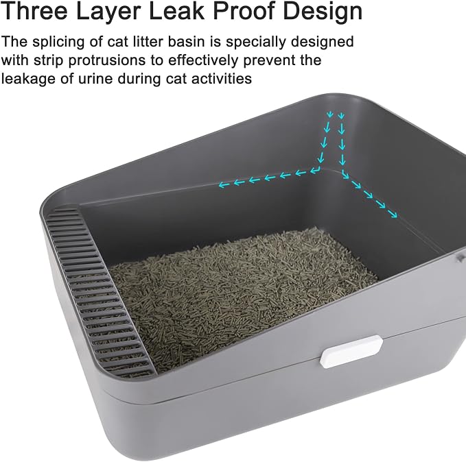 Sfozstra Open Cat Litter Box:Odor Reducing Anti Splash Design | Under 13 lbs Cats/ABS Material/Removable Liner & Sifting Tray/Leak-Proof/Odor-Reducing/Easy-Clean