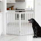 Dog Gate Indoor, Freestanding Dog Fence for The House, Doorways, Hallways,or Stairs,Pet Gate Foldable Wooden,Expandable 32" Height 2 Panels,White