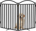 Malier Metal Freestanding Dog Gates, Outdoor Indoor Dog Fences, Extra Wide Foldable Puppy Gate for Stairs, Hallways, Yard