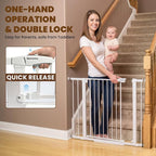 Mumeasy 36" Extra Tall Dog Gate,29.7"-40.5" Baby Gate for Stairs & Doorways | Pressure Mounted Toddler & Pet Safety Gate, Double Lock, Auto Close Walk Thru Door for Kitchen, House, Indoor, Outdoor, White
