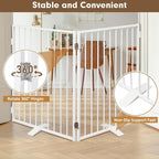 Full Metal Freestanding Dog Gates 2 Panels 32" Tall Up to 48" Wide | White Dog Gate for Indoor & Outdoor, Extra Wide Free Standing Dog Barrier No Drilling Pet Gates for Doorways, Stairs, Deck