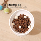 YauYik Ceramic Raised Cat Bowls, Elevated Tilted Cat Food and Water Bowls Set, Stress Free Pet Feeding Dish for Indoor Cats and Small Dogs, Anti Vomiting, White, 2 Pack