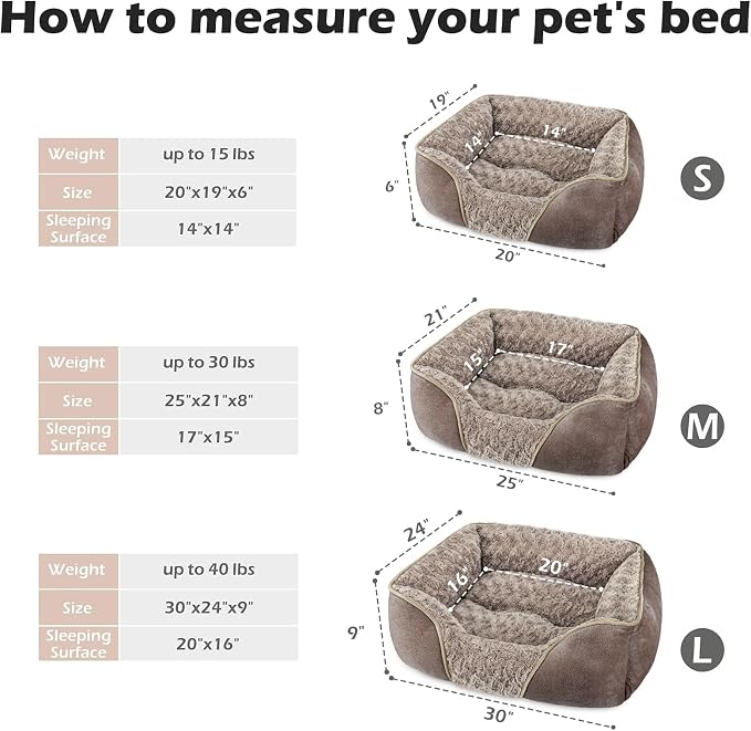 INVENHO Large Dog Bed Rectangle Washable Orthopedic Soft Calming Sleeping Durable Pet Cuddler with Anti-Slip Bottom