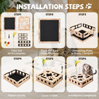 Cat Nail File Enrichment Box Scratch Puzzle Toy with Slot Lock Screws | 11.8in Solid Wood Cat Scratcher with 180-Grit Sandpaper Slot Lock 8 Screws Bell Balls Feather Teaser Indoor Claw Care Toy