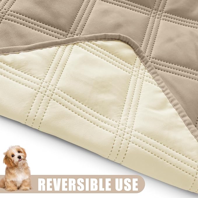 Smiry Waterproof Dog Bed Cover, Reversible Pet Blanket for Sofa Couch | Soft Washable Dog Blanket, Leakproof Couch Cover for Dogs Cats & Furniture Protection, 82x120, Taupe/Beige