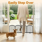 SNUOWU 16 Inch Full Metal Freestanding Short Dog Gate for Small Dogs, Foldable 4-Panel Pet Barrier, Expands Up to 48" Wide, Indoor Safety Fence for Doorway, Home & Stairs, Black