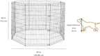 Amazon Basics Foldable Octagonal Metal Exercise Dog Playpen, Indoor/Outdoor, No Door, 8 Panels, 24 x 48 Inches, Rust-Resistant, X-Large, Black