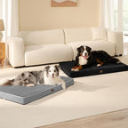 EHEYCIGA XXL Orthopedic Dog Crate Bed with Memory Foam, 47x29Inch, Grey | High Density Egg Crate Foam, Waterproof Liner, Washable Removable Cover, Non-Slip Bottom, Fits Crate, Floor and Sofa