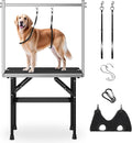 Dog Grooming Table with Arm, Hammock, Nooses, 35.5"L×23.6"W Tabletop | 30" H Foldable Heavy Duty Pet Grooming Station | Non-Slip Waterproof Tabletop | 33.5" H Adjustable Stainless H-Frame Arm