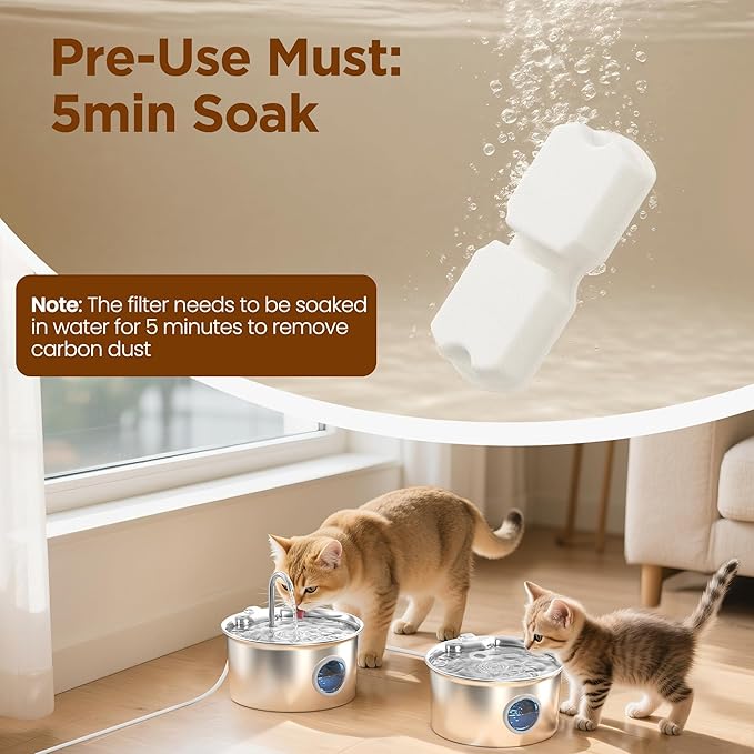 GIOTOHUN Cat Water Fountain Filter: 24 Cat Fountain Filter Replacement - 12 Filters & 12 Sponges - 6 Months Set of 24 Pet Fountains Filters for ATMZIQXR GIOTOHUN KOOGMOON UMOCUOY IHOUONE HOOISE