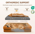 Comfort Expression Orthopedic Dog Bed for Extra Large Dogs with Bolster | Waterproof Dog Couch Bed with Washable Cover & Non-Slip Bottom, Supportive Egg Crate Foam XL Pet Bed, 42x30 Inch