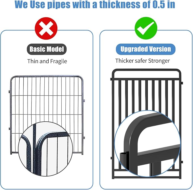 New Thickened Version Dog Playpen, 40 Inch Dog Fences for The Yard, Portable Outdoor Dog Playpen for Large/Medium/Small Dogs, Foldable Metal Dog playpen, with Doors (8 Panels, 40 Inch)