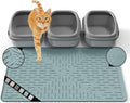 XL Cat Litter Mat, 37.5x25.2 Silicone Trapping Mat Light Blue | for Kitty Litter Box, Easy Clean, BPA Free Rubber, Center Litter Collection, Easy Pour-Back, Waterproof, Odor-Resistant