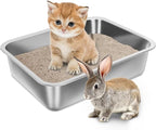 Stainless Steel Litter Box for Kitten, 15.7"×11.8"×4" Small Litter Box for Kittens Easy Entry, Non Odor, Easy to Clean, Metal Litterbox for Cat, Rabbit, Guinea Pigs and Hamsters | 15.7"×11.8"×4", Easy Entry, Non Odor, Easy to Clean, Litter Box for Cat,...