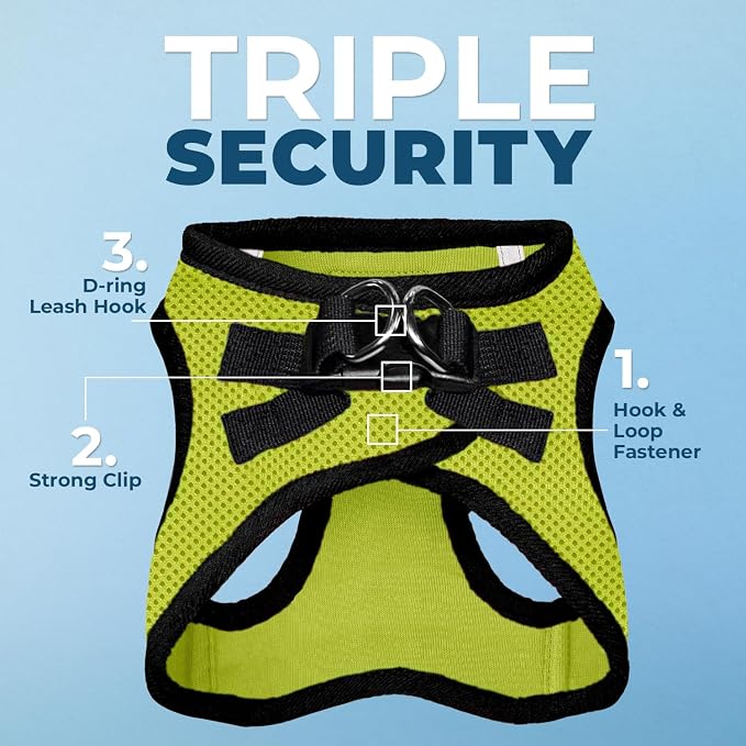 Best Pet Supplies Voyager Step-in Air All Weather Mesh Harness and Reflective Dog 5ft Leash Combo with Neoprene Handle, for Small, Medium and Large Breed Puppies - Lime/Black Trim, Medium