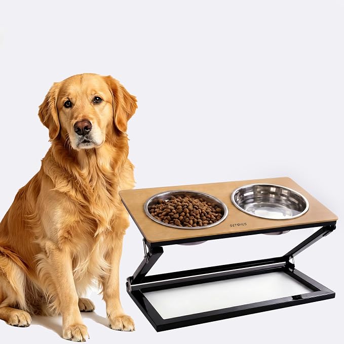 Elevated Dog Bowl, Adjustable Height and Tilt Angle Dog Bowl Stand | Precisely Adjust Height And Tilt Angle, Easy To Clean, Equipped With 2 Stainless Steel Food Bowls, Sturdy And Durable.
