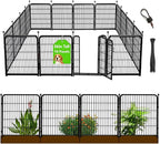 Getlay 36 in(H) Garden Fence, Wide Gate Low Threshold, 10 Panels Total 22.1 Ft(L) Heavy Duty Iron Animal Barrier Fence for Yard,Suitable for Indoor Or Outdoor Dog Fencing,Garden Border Fence