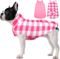 ASENKU Reversible Dog Winter Coat, Dog Jacket for Small Medium Large Dogs | Windproof Plaid Fleece Lining for Cold Weather, Water-resistant Outer Shell, Puppy Puffer Vest with Leash Hole, Pink S