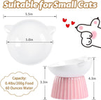 Ceramic Raised Cat Bowl，Tilted Raised Bowl Anti Vomit for Indoor Cats Whisker Friendly Pet Feeder for Cats Puppies, Microwave and Dishwasher Safe (Blue)