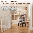 Mumeasy 30" Tall Baby Gate for Stairs, 36.2-55.1" Expandable Hardware Mounted (Drill Needed), Removable No Bottom Bar Dog Gate, Auto Close Wide Walk Thru Safety Gate for Doorways, Pets& Toddlers,White