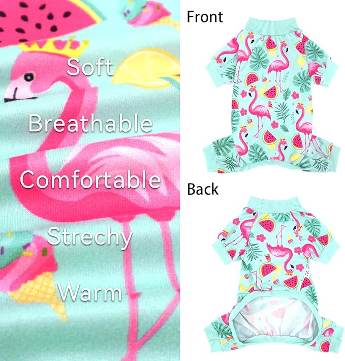 XPUDAC 4 Pack Dog Pajamas for Small Dogs Girl Boy Soft Stretchy Pjs Summer Puppy Clothes for Doggie Pet Outfits, Large