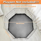 PJYuCien Playpen Bottom Pad for 24'' Width 8 Panel Pen, Hook Connect, Black | Use as Top, Protect Floor, Easy to Move and Clean – Suitable for Puppy, Duck, and Other Small Animals.