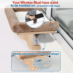 Zakkart Cat Perch for Window Sill with Bolster - Orthopedic Hammock Design with Premium Hardwood & Robust Metal Frame - Cat Window Seat for Large Cats and Kittens - Dark Stained Wood Brown Bed, 24''W