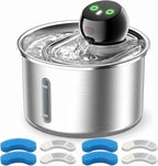 Cordless Cat Water Fountain, 3L Stainless Steel Quiet Pet Water Fountain | 5000mAh Rechargeable Battery, 101oz Large Capacity, 3 Flow Options, 4 Replacement Filters, Cats & Small Dogs