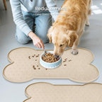 PWTAA Dog Food Mat Anti-Slip Silicone Dog Bowl Mat Thicker Pet Placemat Waterproof Cat Feeder Pad with Raised Edge Puppy Kitten Feeding Mats Suitable Small Medium-Sized Dogs Cats Eating Tray - 2PCS