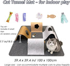 Cat Tunnel Mat for Indoor,4-Way Felt Cats Play Mat Cat Cave for Hide & Seek | Furphoria 39.4" Large Cat Activity Play Mat with 6 Pcs Toys Set Interactive Cat Enrichment for Kitten Tunnel (Grey)