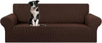 Stretch Oversized Couch Covers for Sofa Slipcover,Chocolate | 1-Piece Washable Sofa Cover (94"-110") 4-Seater Furniture Protector, Soft Jacquard Non-Slip Elastic Bottom for Dogs & Kids