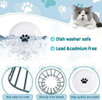 Roshtia 4 Sets Elevated Cat Bowls Ceramic Raised Cat Food Bowls with Metal Stand Dishwasher Safe Dishes Non Slip Elevated Food Plate(Green,Paw)