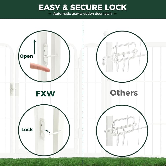 FXW Rollick Unleashed Dog Playpen for Indoor, Yard, RV Camping, 50 inch 24 Panels for Large Dogs, White│Patented