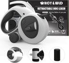 HCY&WLD Upgrade 4-in-1 Retractable Dog Leash with LED Light & Dispenser & Poop Bags, 16 ft Heavy Duty Dog Leash with Anti-Slip Handle for Dogs up to 66 lbs, 360° Tangle-Free, One Button Brake & Lock