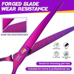JASON Curved Dog Grooming Scissors - 7" Down-Curved Trimming Shears Purple | Professional Shear with Ergonomic Handle Japanese Stainless Steel, for Dogs, Cats and Other Pets, Sharp, Gift