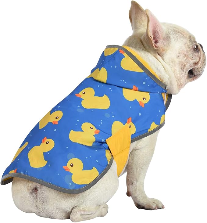 HDE Reversible Hooded Dog Raincoat Slicker Poncho for Small Medium Large Dogs - Ducks Yellow - M - Polyester