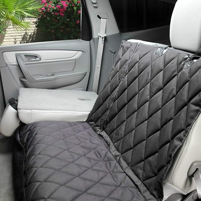 4Knines Dog Hammock – Rear Seat Cover for 60/40 Split Bench w/Armrest (Black, Regular)