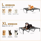 petizer XL Elevated Dog Beds for Large Dogs 48x36x9'', Hold up to 140lbs, Breathable Off-the-Ground Dog Cots, Anti-Sag Raised Dog Bed with Center Bars, Indoor & Outdoor, Blue
