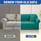 YEMYHOM Couch Cover Latest Jacquard Design High Stretch Sofa Chair Covers for Living Room, Pet Proof Armchair Slipcover Non Slip Elastic Furniture Protector (Small, Begonia Leaf Blackish Green)