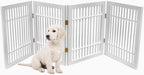 Urnporium Pet Dog Gate Freestanding, Strong Durable Folding Wooden Fence, Portable Acacia Hardwood Safety Barrier for Indoor & Outdoor Use (White Pet Gate, 4 Panel 24" Tall)