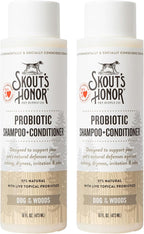 SKOUT'S HONOR Probiotic Dog Shampoo and Conditioner - DOTW, 16 oz, 2-Pack | Natural 2-in-1 for Itchy Skin, Microbiome-Friendly with Avocado Oil & Omega-3s, Paraben & Sulfate-Free