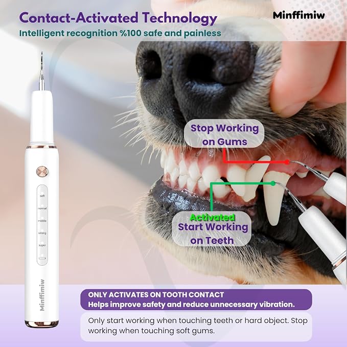Dog Plaque Tartar Remover for Teeth - Dog Teeth Cleaning Kit, Electric Remover with LED Light, 5 Adjustable Modes, Safe Pet Tooth Cleaner, Dental Care Tool for Dogs