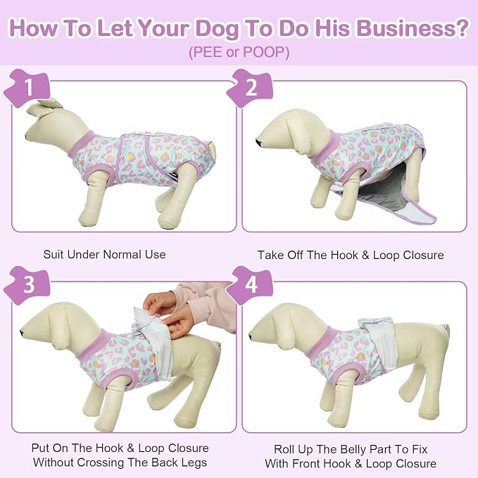 Kuoser Dog Recovery Suit After Surgery, Spay Neuter Surgical Suit for Dogs | Post Surgery Anti-Licking Dog Onesie Protects Wounds and Incisions, E-Collar & Cone Alternative Bodysuit for Female Male Dogs