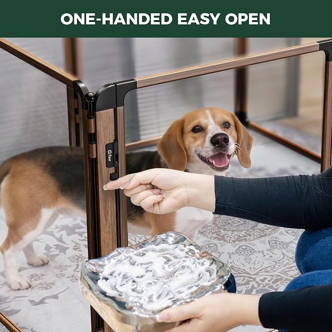 FXW AuraSpace Pro Clear Acrylic Indoor Dog Playpen, 32" H, 8 Panels | Open View, No Climbing Bars, Heavy-duty Metal, DIY Layouts, Easy Access, For Small & Medium Dogs, Patented