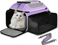 Petskd Top and Side Expandable Pet Carrier Airline Approved, Purple | 19"L x 13"W x 9"H, for Southwest Allegiant Airlines, Lockable Safety Zippers and Anti-Scratch Mesh, Pets Under 12 lbs