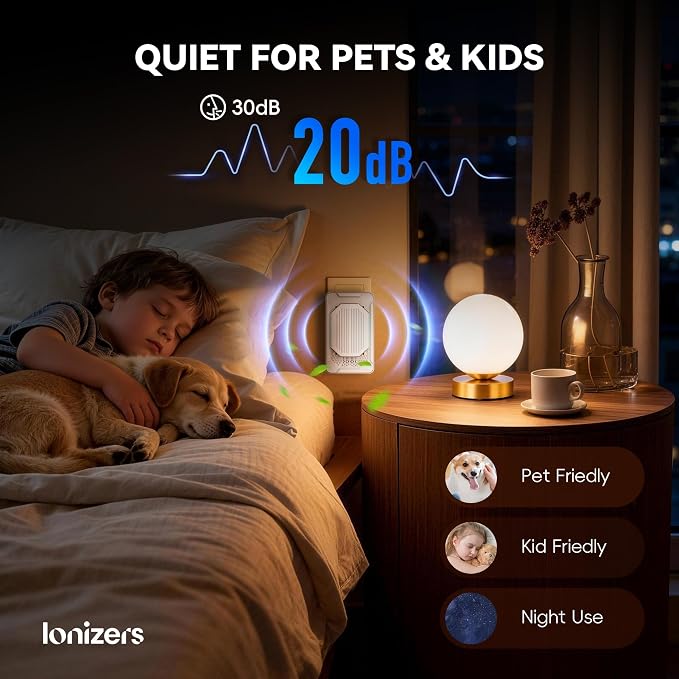 Cat Litter Deodorizer, Pet Odor Eliminator for Home, Air Purifier 2 Pack | Plug In Negative Ion Air Fresheners for Home, Quiet Filterless Litter Box Deodorizer & Cat Odor Eliminator for Home & Bedroom